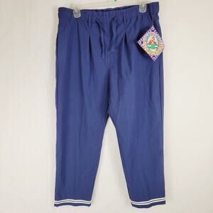 Vintage womens dead stock Gitano blue Hawaiian cropped drawstring pants size L